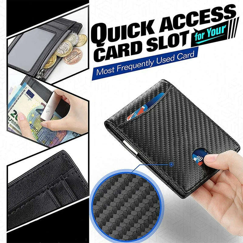 Carbon Fiber Card Holder Wallets Men Slim RFID Wallet Male Purse Minimalist Black Wallet with Coin Pocket Wallet for Men Choice