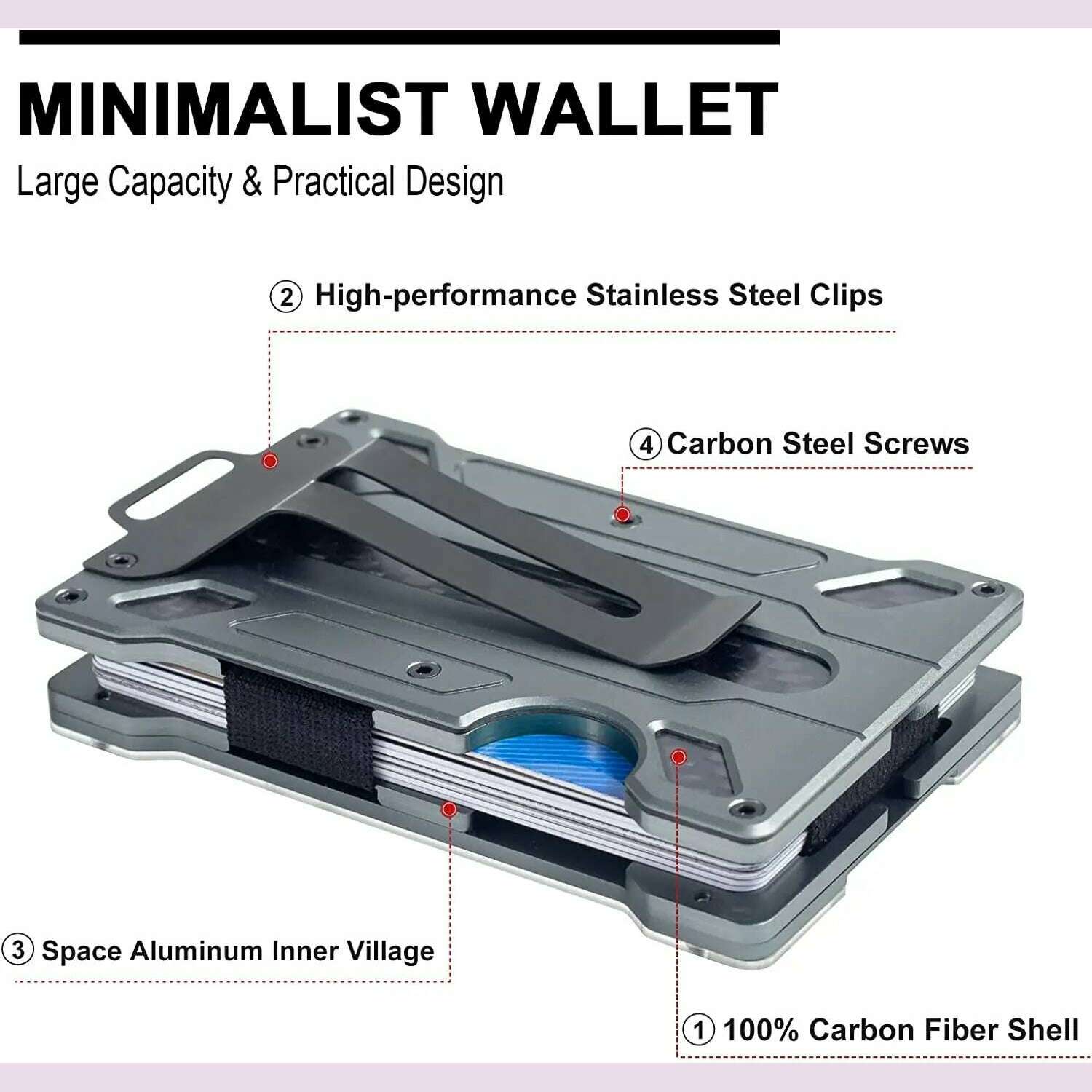 Carbon Fiber EDC Wallets Transparent Credentials Holder Magsafe Men Wallet Aluminium Metal Male Purse Mini Smart Magic Wallet