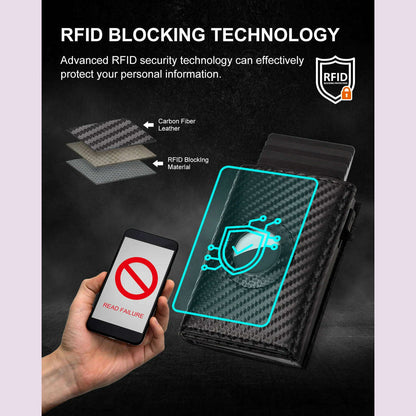 Carbon Fiber Mens Airtag Wallet RFID Blcoking Pop Up Aluminum Card Holder Slim Male Smart Front Pocket with Banknote Compartment