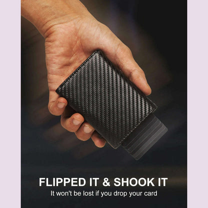 Carbon Fiber Mens Wallet Card Holder RFID Blcoking Pop Up Aluminum Cards Case Slim Male Front Pocket with Banknote Compartment