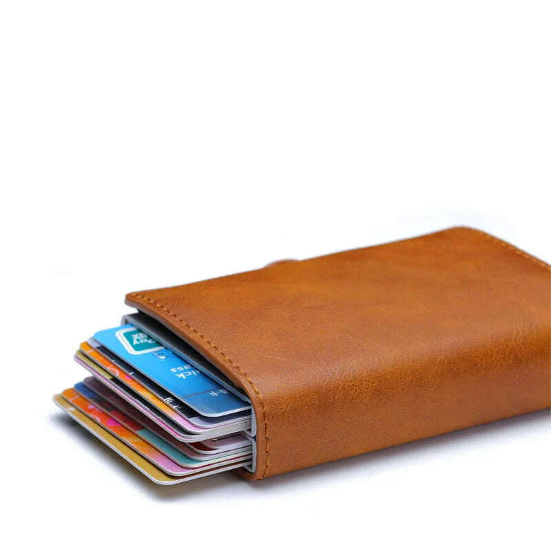 Carbon Fiber RFID Blocking Protection Men Credit Card Holder Wallet Leather Metal Aluminum Luxury Business Bank Cardholder Case