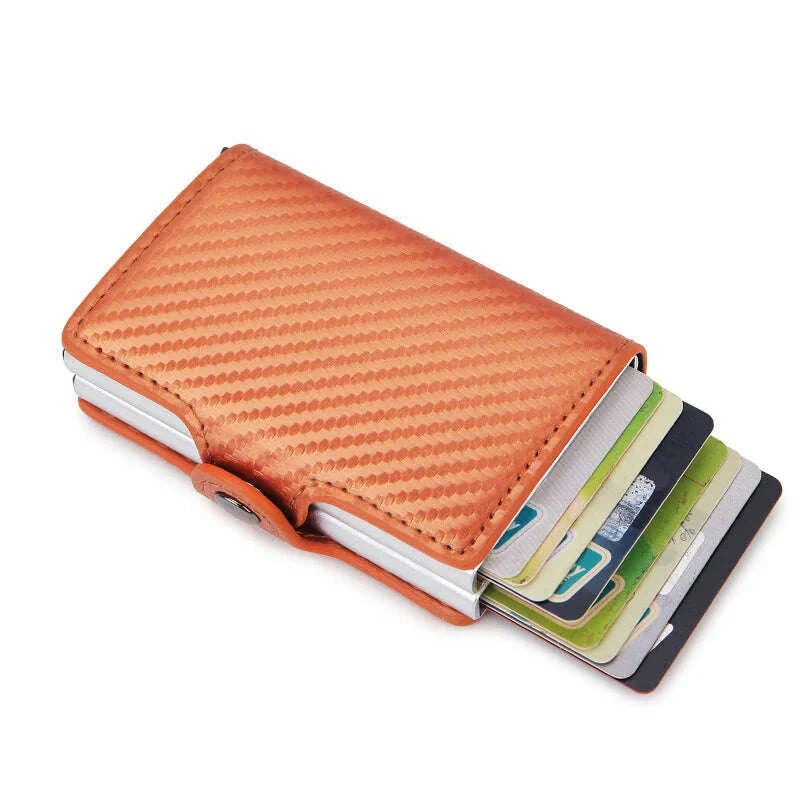 Carbon Fiber RFID Blocking Protection Men Credit Card Holder Wallet Leather Metal Aluminum Luxury Business Bank Cardholder Case