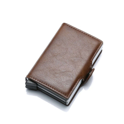 Carbon Fiber RFID Blocking Protection Men Credit Card Holder Wallet Leather Metal Aluminum Luxury Business Bank Cardholder Case