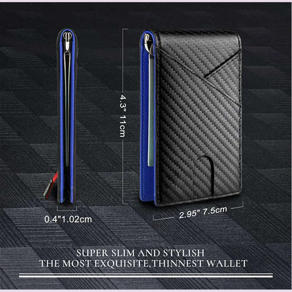 Carbon Fiber Rfid Men Wallets Money Bag Slim Thin Card Man Wallet Luxury Male Small Short Purse Bi-fold Vallet Billfold