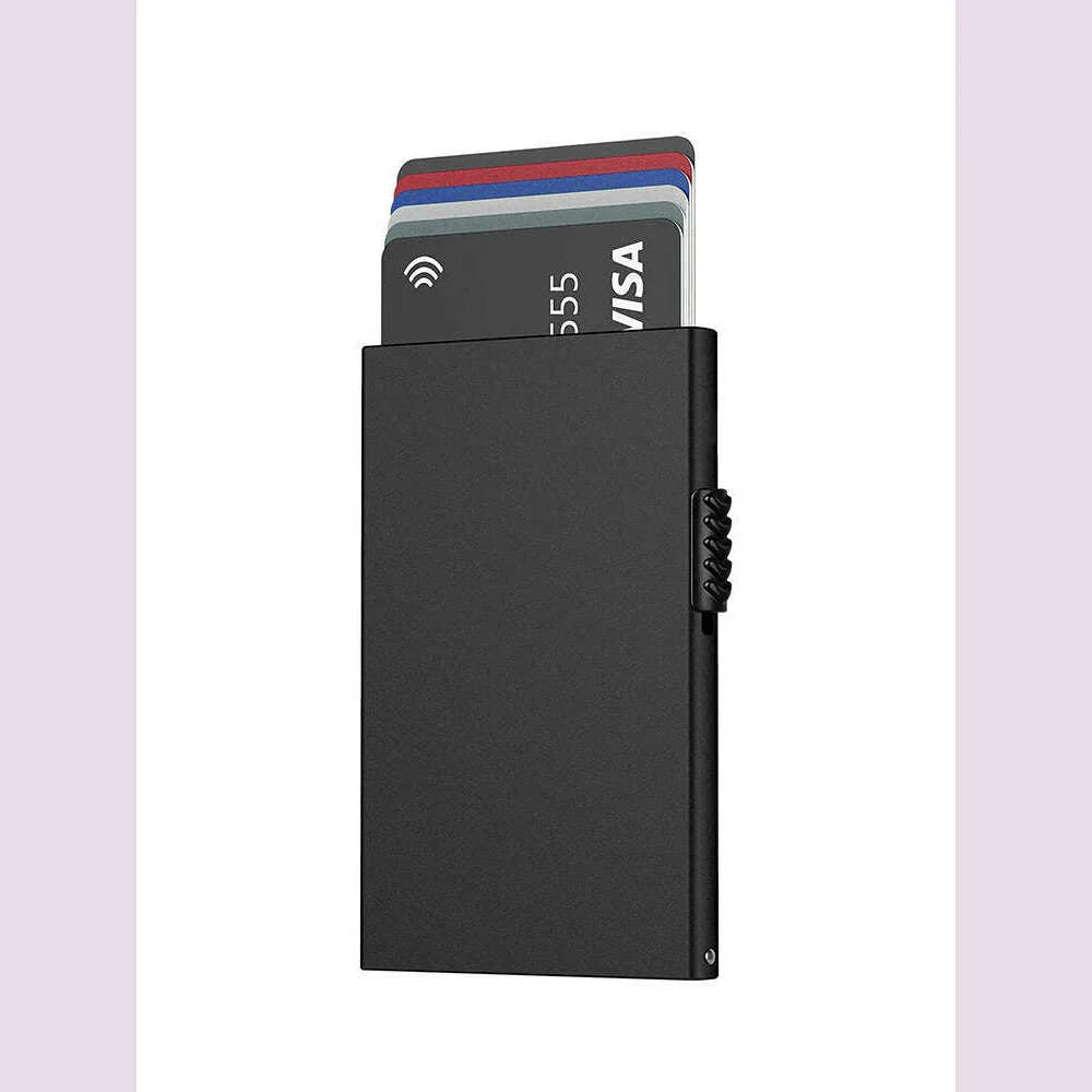 Card Holder Wallet Minimalist Slim Metal RFID Blocking Card Protector Pop Up Credit Card Wallets for Men
