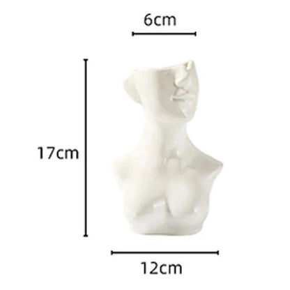Ceramic Face Vase Head Body Human Shaped Flower Pot Photography Props for Indoor Outdoor Table Home Wedding Centerpiece Decor