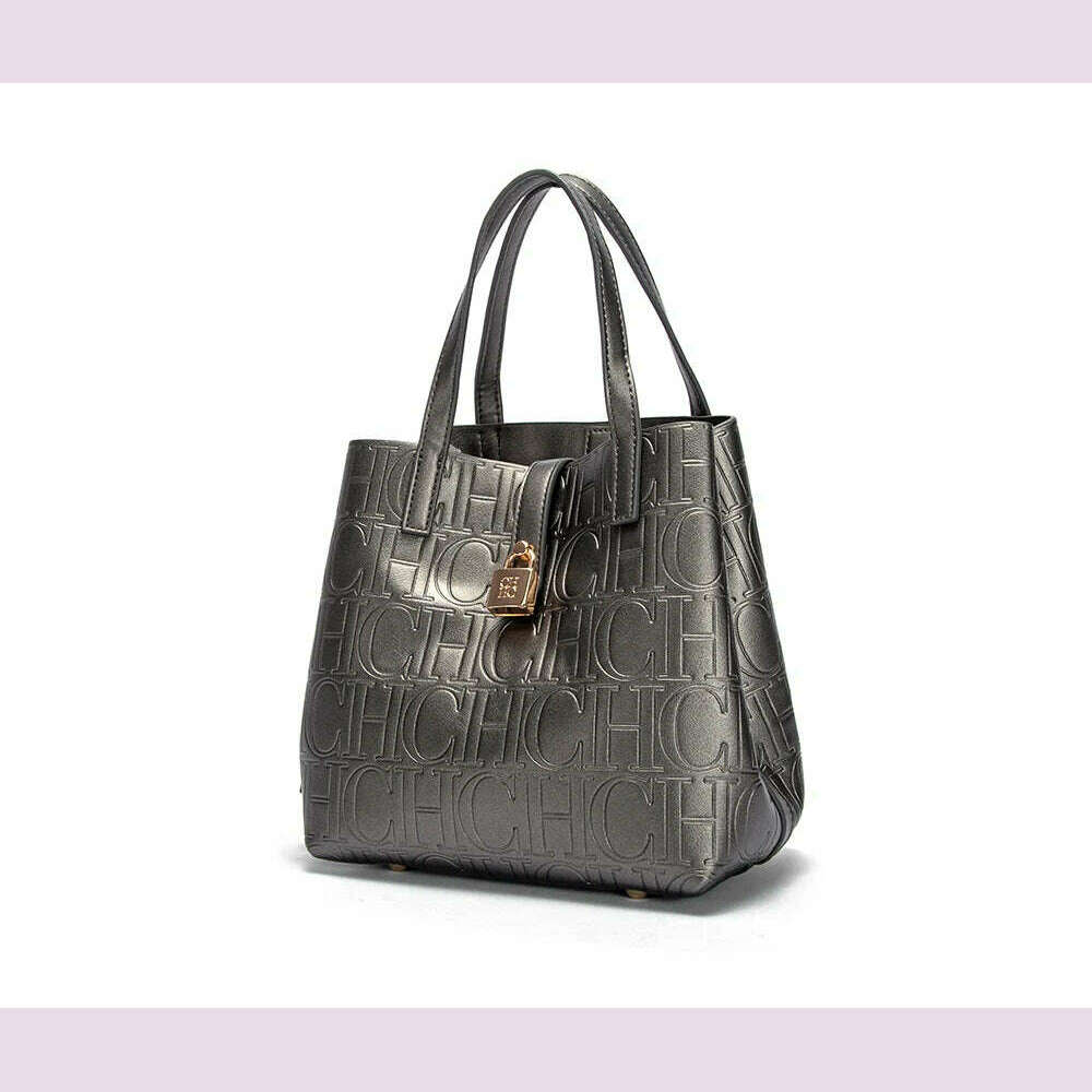 CHCH Women's Tote Bag New Steel Embossed Handheld Bun Mother Shopping Bag