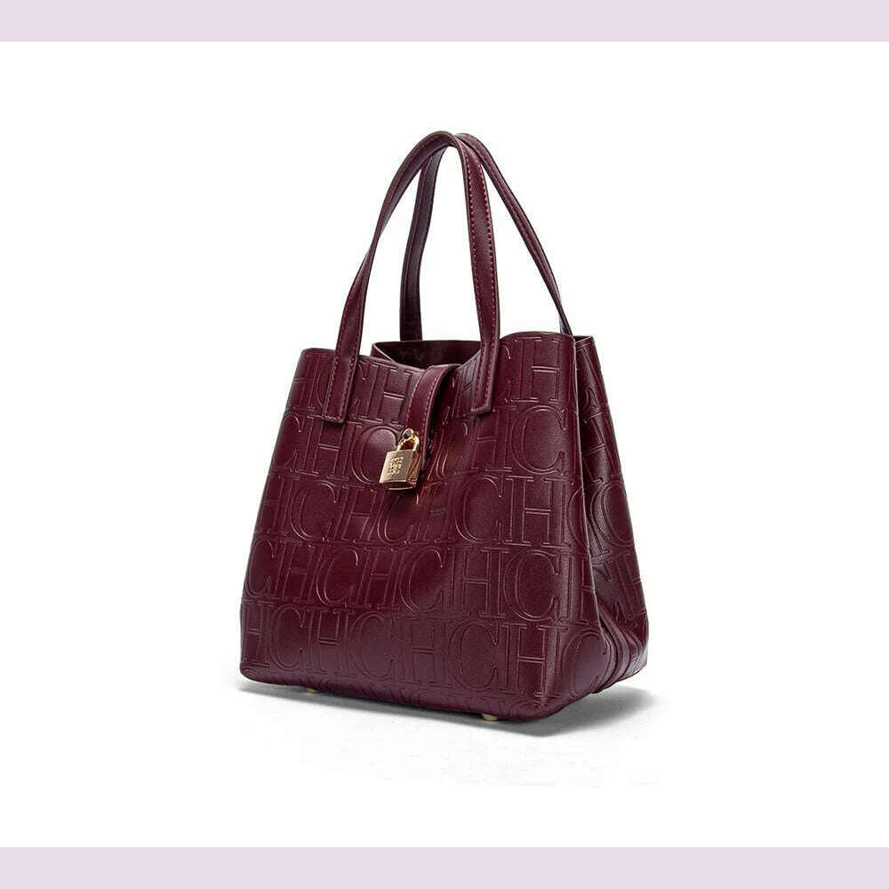 CHCH Women's Tote Bag New Steel Embossed Handheld Bun Mother Shopping Bag
