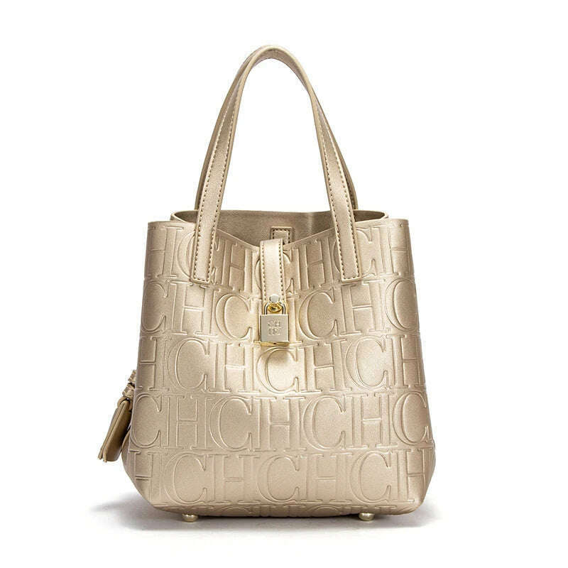 CHCH Women's Tote Bag New Steel Embossed Handheld Bun Mother Shopping Bag