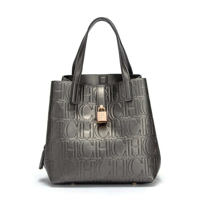 CHCH Women's Tote Bag New Steel Embossed Handheld Bun Mother Shopping Bag