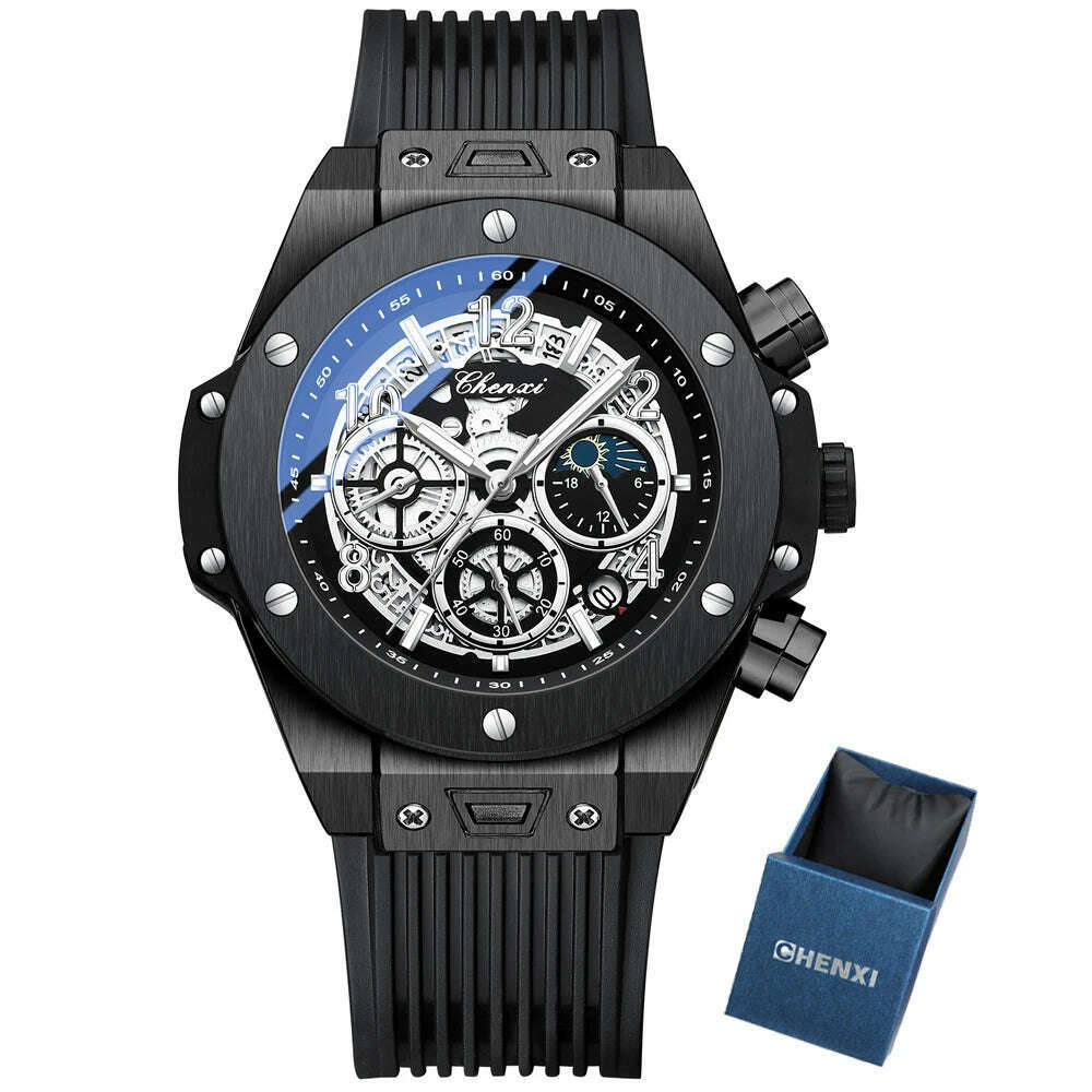 CHENXI 2023 New Watch for Men PU Strap With Chronograph Top Brand Sport Quartz Mens Watches Luminous Waterproof Wristwatch