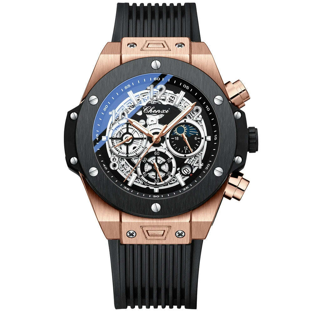 CHENXI 2023 New Watch for Men PU Strap With Chronograph Top Brand Sport Quartz Mens Watches Luminous Waterproof Wristwatch
