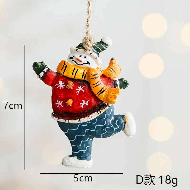 Christmas Decoration Crafts Small Resin Pendant Cute Horse Reindeer Pattern Design Xmas Tree Pendant Christmas Tree Decorations