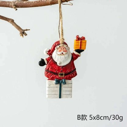 Christmas Decoration Crafts Small Resin Pendant Cute Horse Reindeer Pattern Design Xmas Tree Pendant Christmas Tree Decorations