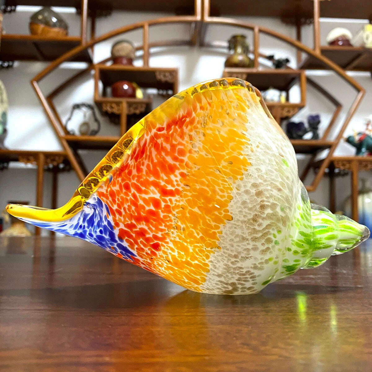 Christmas Gift Hand Blown Glass Seashell Conch Figurines Sculpture Fish Tank Table Decor Ocean Multicolor Nautical