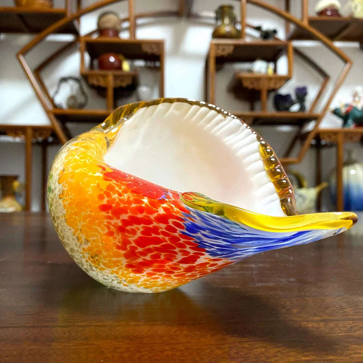 Christmas Gift Hand Blown Glass Seashell Conch Figurines Sculpture Fish Tank Table Decor Ocean Multicolor Nautical