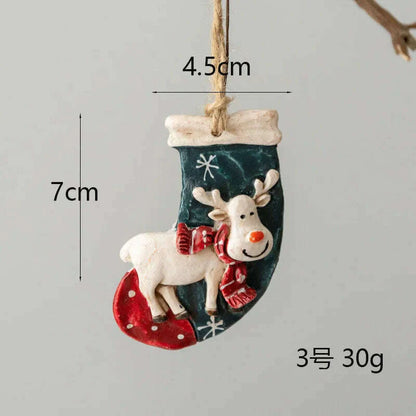 Christmas Santa Snowman Gingerbread Man Resin Pendant Christmas Tree Decoration Ornaments DIY Kids Toys Noel Navidad Kerst 2023