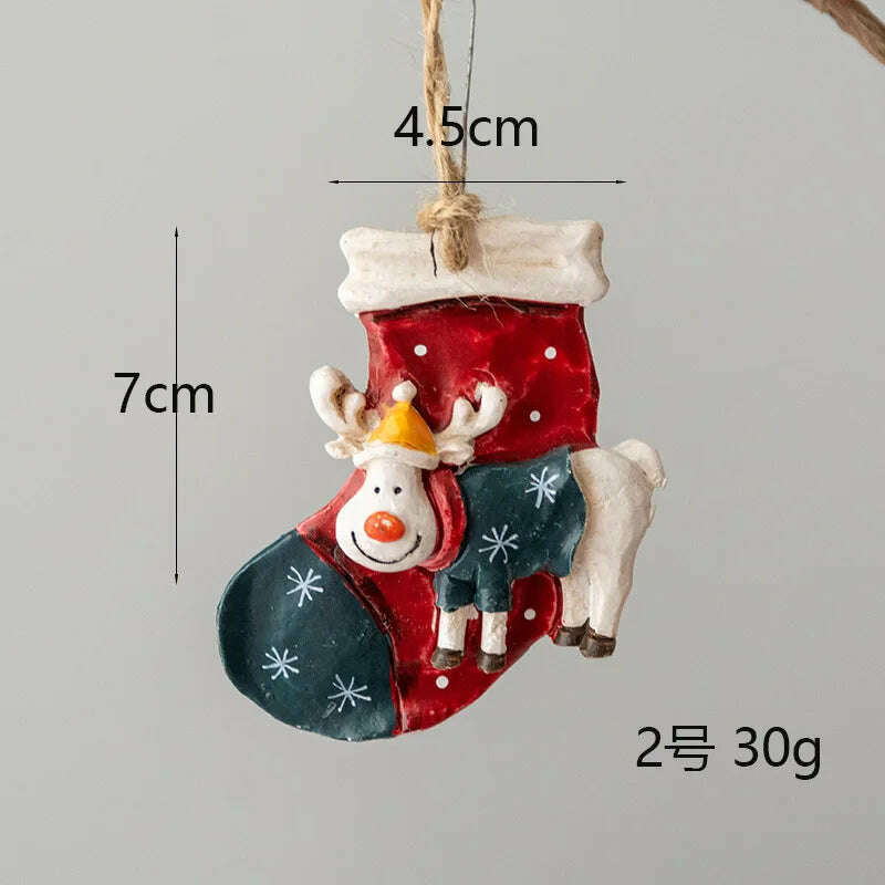 Christmas Santa Snowman Gingerbread Man Resin Pendant Christmas Tree Decoration Ornaments DIY Kids Toys Noel Navidad Kerst 2023