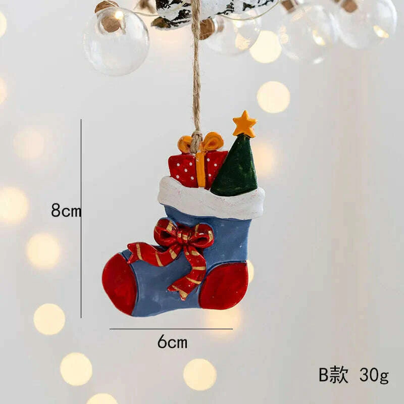 Christmas Santa Snowman Gingerbread Man Resin Pendant Christmas Tree Decoration Ornaments DIY Kids Toys Noel Navidad Kerst 2023