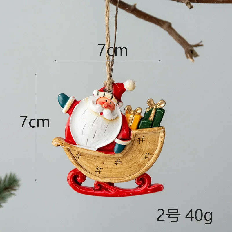 Christmas Santa Snowman Gingerbread Man Resin Pendant Christmas Tree Decoration Ornaments DIY Kids Toys Noel Navidad Kerst 2023