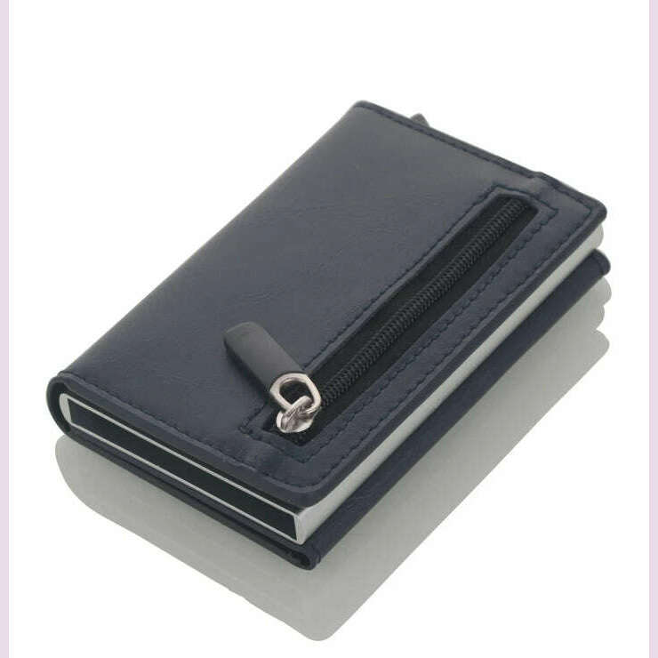 Cizicoco Credit Card Holder 2020 New Aluminum Box Card Wallet RFID PU Leather Pop Up Card Case Magnet Carbon Fiber Coin Purse