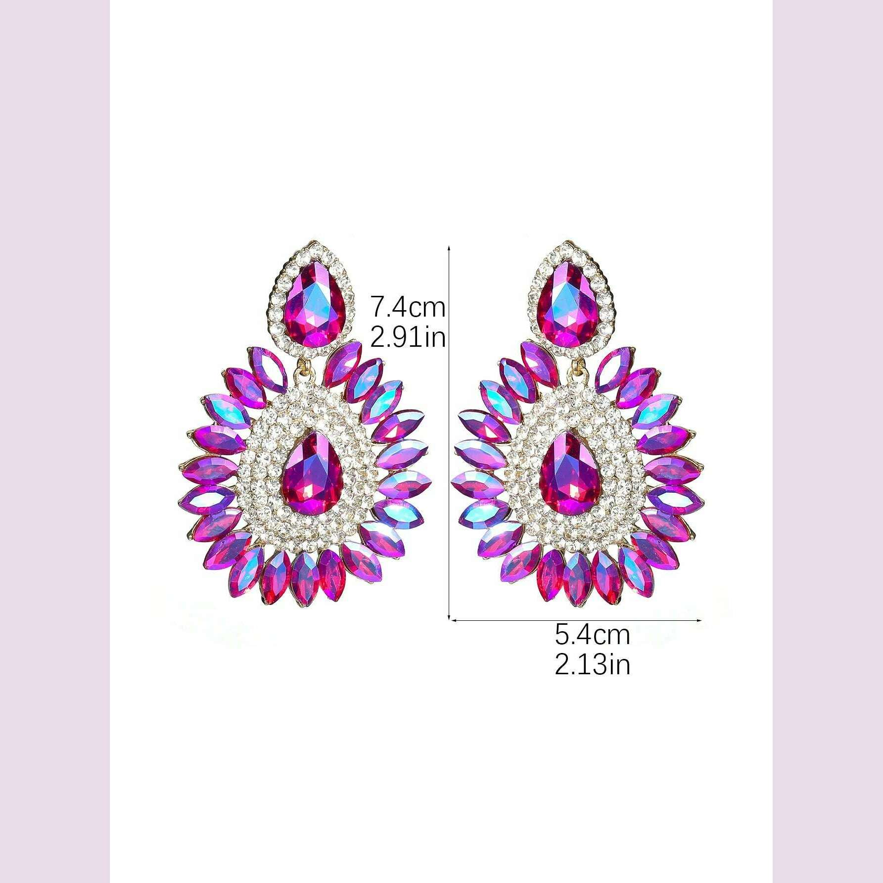 Classic luxury colored glass rhinestone sunflower earrings design sense of fashion personality temperament versatile earrings