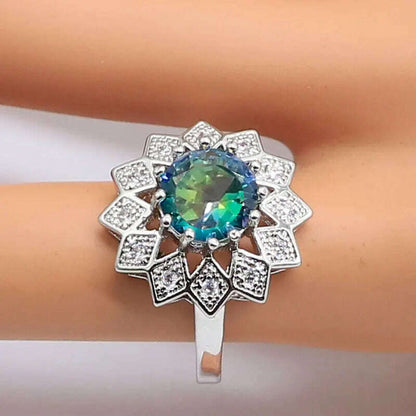 Classic Rainbow Zircon Necklace Earrings Sets For Women 925 Silver Ring Pendants Bracelets Rainbow Wedding Jewelry Sets