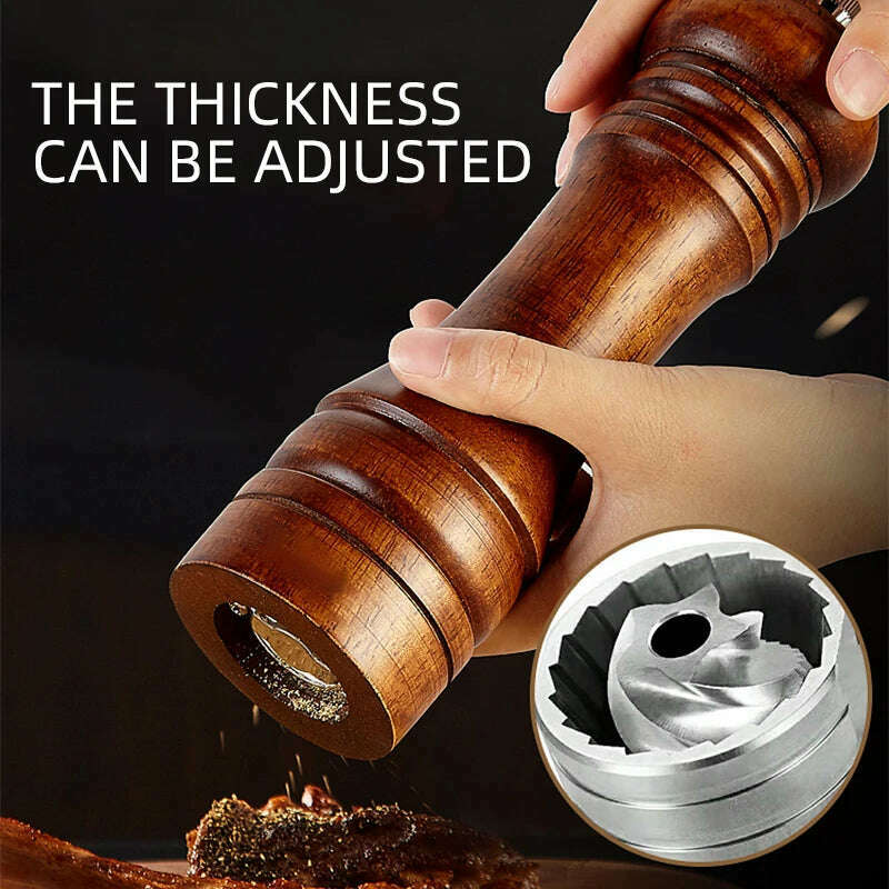 Classical Oak Wood Pepper Spice Mill Grinder Set Handheld Seasoning Adjustable Mills Grinder Ceramic Grinding Core Tools Set