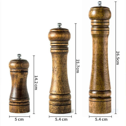 Classical Oak Wood Pepper Spice Mill Grinder Set Handheld Seasoning Adjustable Mills Grinder Ceramic Grinding Core Tools Set