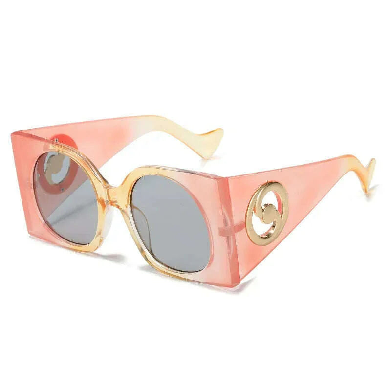 Colorful Square Sunglasses Women Men Two Color Frame Travel Sun Glasses Female Shades UV400 Male Gafas Oculos Brand Luxury