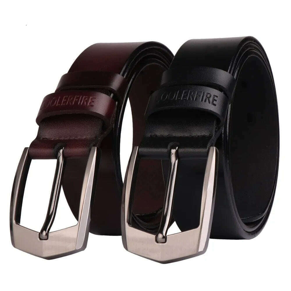 Coolerfire men high quality genuine leather belt luxury designer belts men cowskin fashion Strap male Jeans for man cowboy HQ043