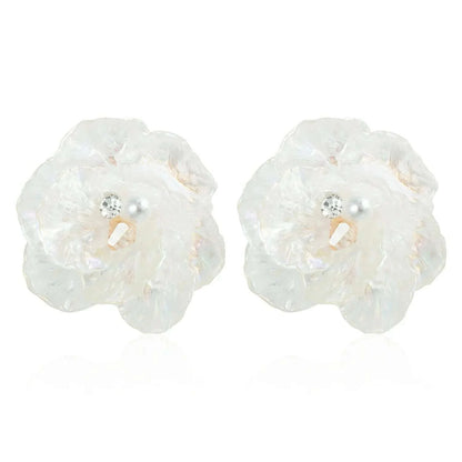 Creative Punk Torques Tassels Chain Necklace Women Elegant White Shell Flower Hanging Drop Earrings Wed Bridal Jewelry Set