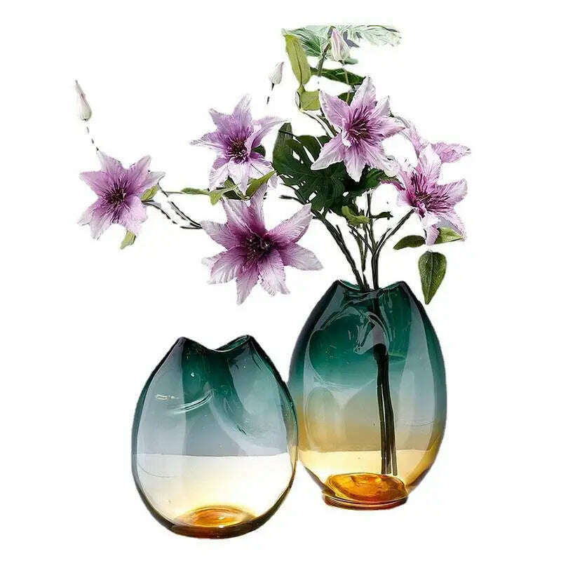 Creative Transparent Gradient Glass Vase Hydroponic Flower Pots Desk Decoration Artificial Flower Decorative Floral Arrangement