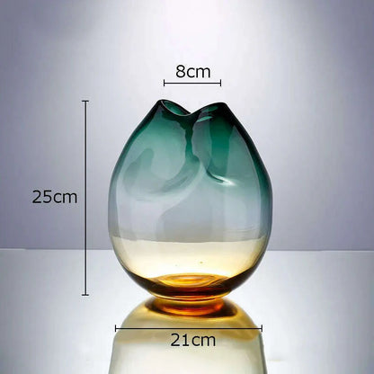 Creative Transparent Gradient Glass Vase Hydroponic Flower Pots Desk Decoration Artificial Flower Decorative Floral Arrangement