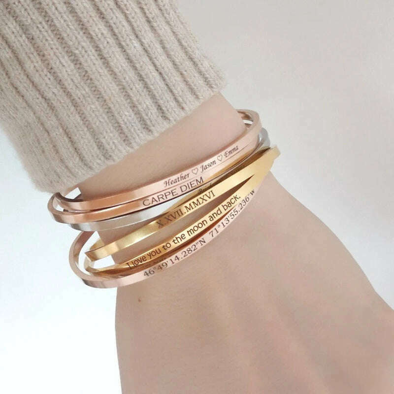 Cuff Bracelet Bangle for Women ,Stainless Steel Openable Bracelet Couple,Charm Handchain Woman ,Stacked Layered Jewelry
