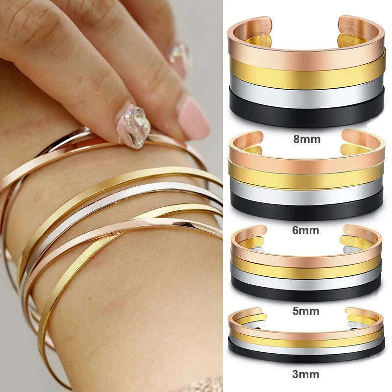 Cuff Bracelet Bangle for Women ,Stainless Steel Openable Bracelet Couple,Charm Handchain Woman ,Stacked Layered Jewelry