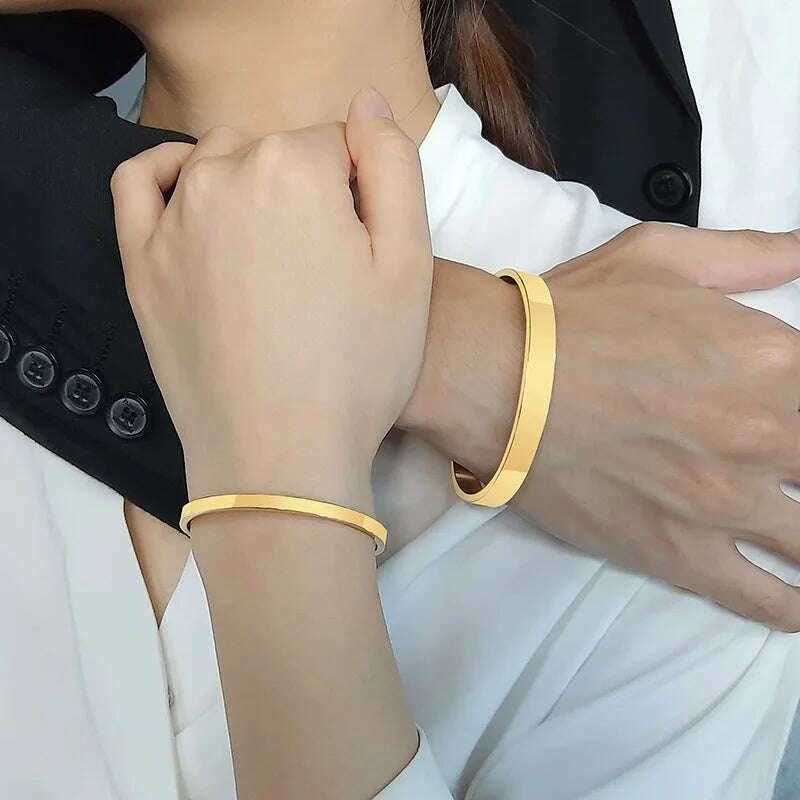 Cuff Bracelet Bangle for Women ,Stainless Steel Openable Bracelet Couple,Charm Handchain Woman ,Stacked Layered Jewelry
