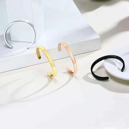 Cuff Bracelet Bangle for Women ,Stainless Steel Openable Bracelet Couple,Charm Handchain Woman ,Stacked Layered Jewelry
