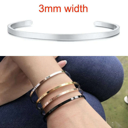 Cuff Bracelet Bangle for Women ,Stainless Steel Openable Bracelet Couple,Charm Handchain Woman ,Stacked Layered Jewelry