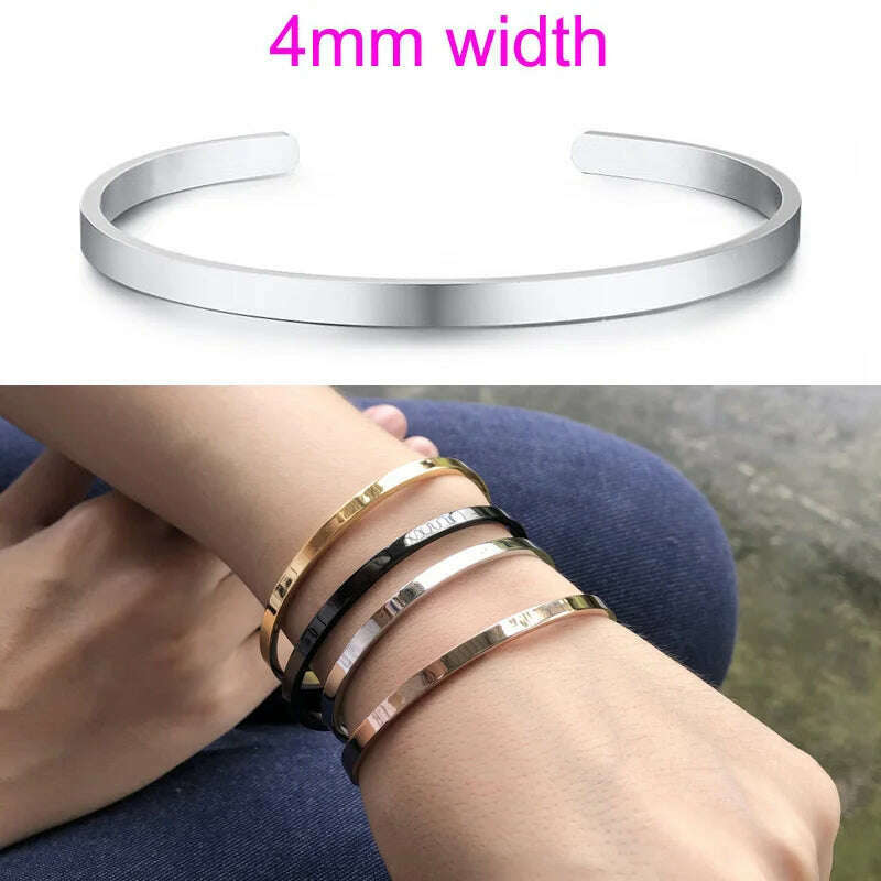 Cuff Bracelet Bangle for Women ,Stainless Steel Openable Bracelet Couple,Charm Handchain Woman ,Stacked Layered Jewelry