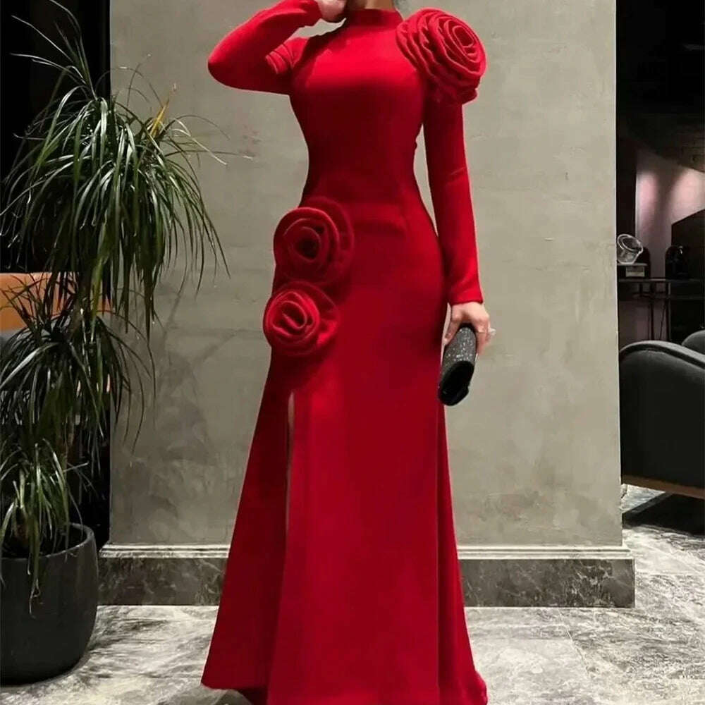 Customized Prom Dresses Exquisite Retro High quality Jersey Handmade Flower Sheath Jewel Long Dresses Simple Sexy