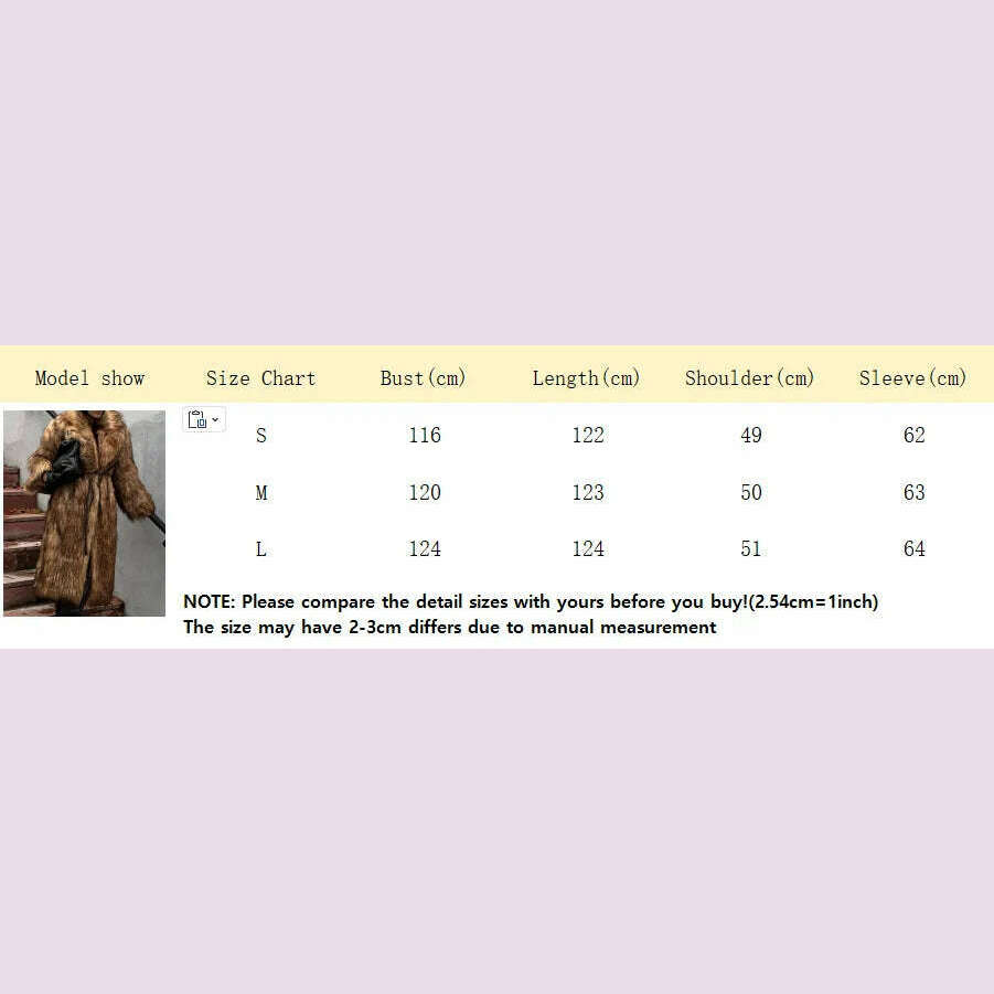 Dark Brown Faux Fur Long Overcoat For Women Fashion Lapel Single Breasted Loose Fluffy Plush Warm Coat Winter Thicken Outerwear