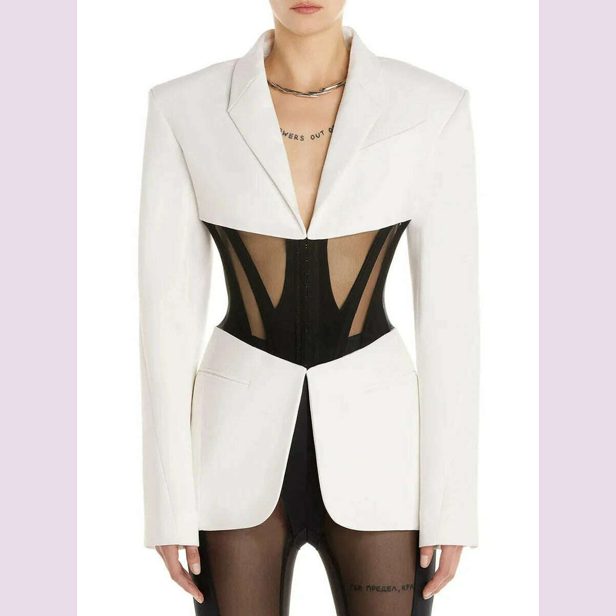 DEAT Fashion Women Blazer Notched Collar Full Sleeve Hidden Breasted Lace Patchwork Waist Black Jacket Autumn 2024 New 17A8211
