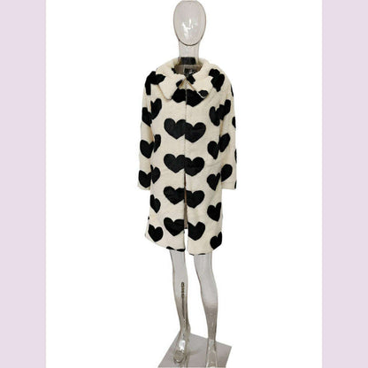 DEAT Fashion Women's Faux Fur Coat Lapel Loose Long Sleeve Plush Black Love Thick Warm White Overcoat Winter 2022 New 7AB2449