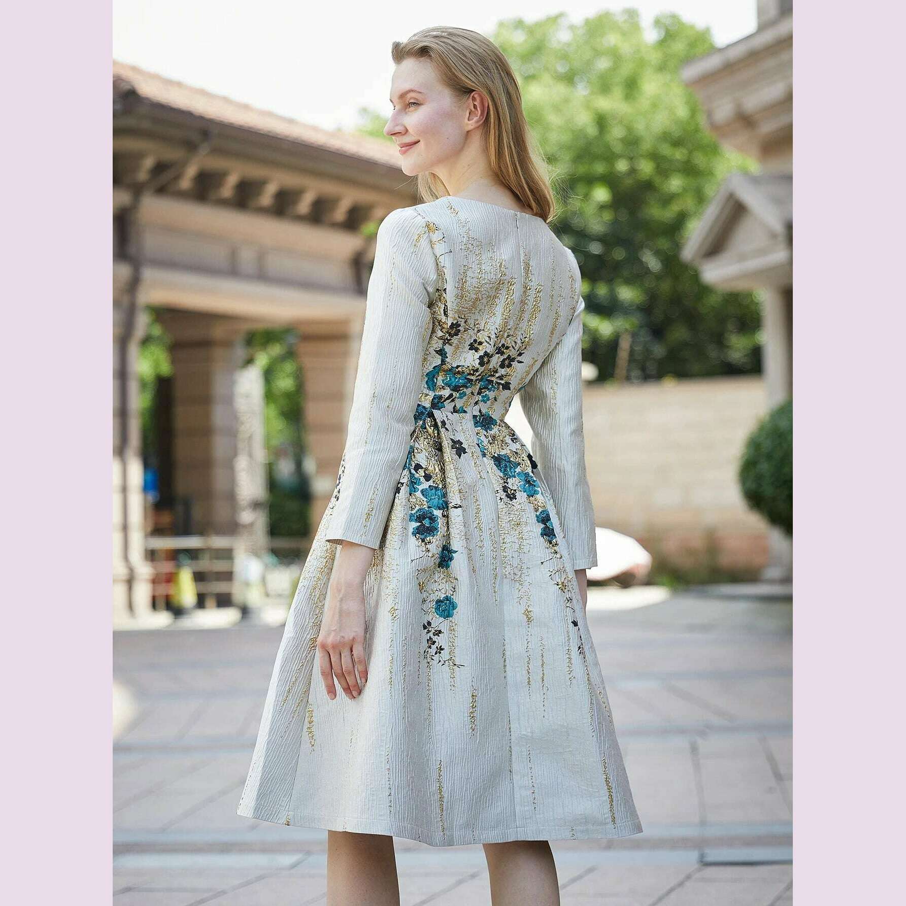 DEVCHATA Elegant Women Jacquard Dress New Arrival Floral Party Clothing Fashion Summer Evening Mid-Calf Ball Gown Vestido