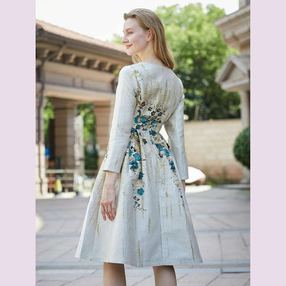 DEVCHATA Elegant Women Jacquard Dress New Arrival Floral Party Clothing Fashion Summer Evening Mid-Calf Ball Gown Vestido
