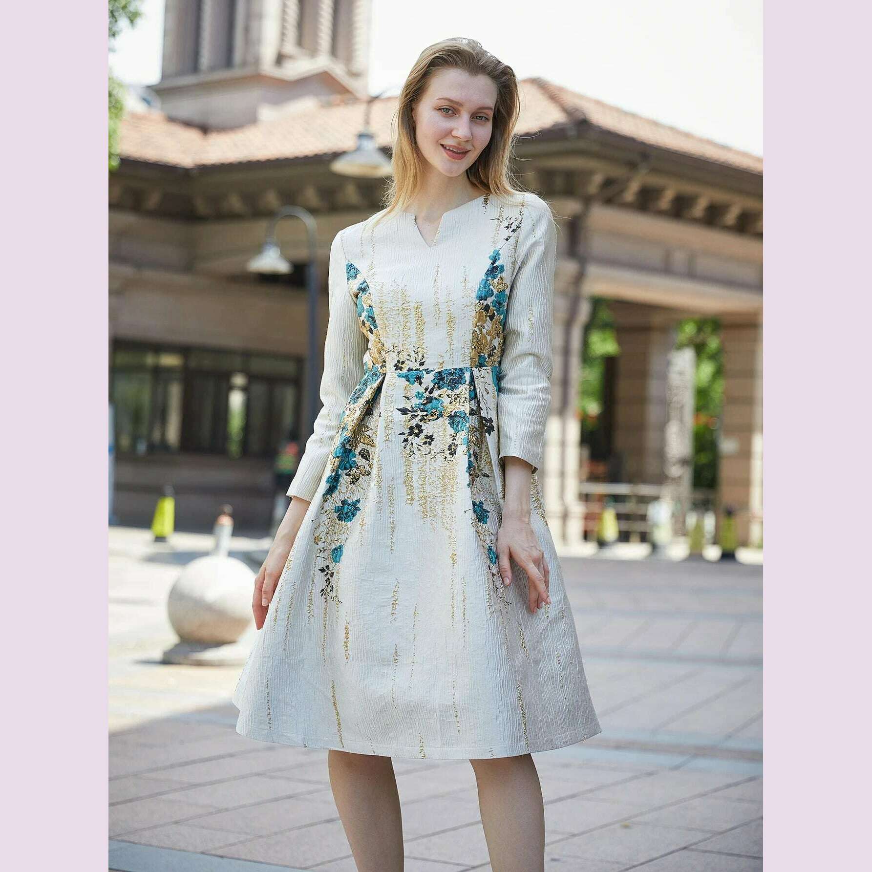 DEVCHATA Elegant Women Jacquard Dress New Arrival Floral Party Clothing Fashion Summer Evening Mid-Calf Ball Gown Vestido