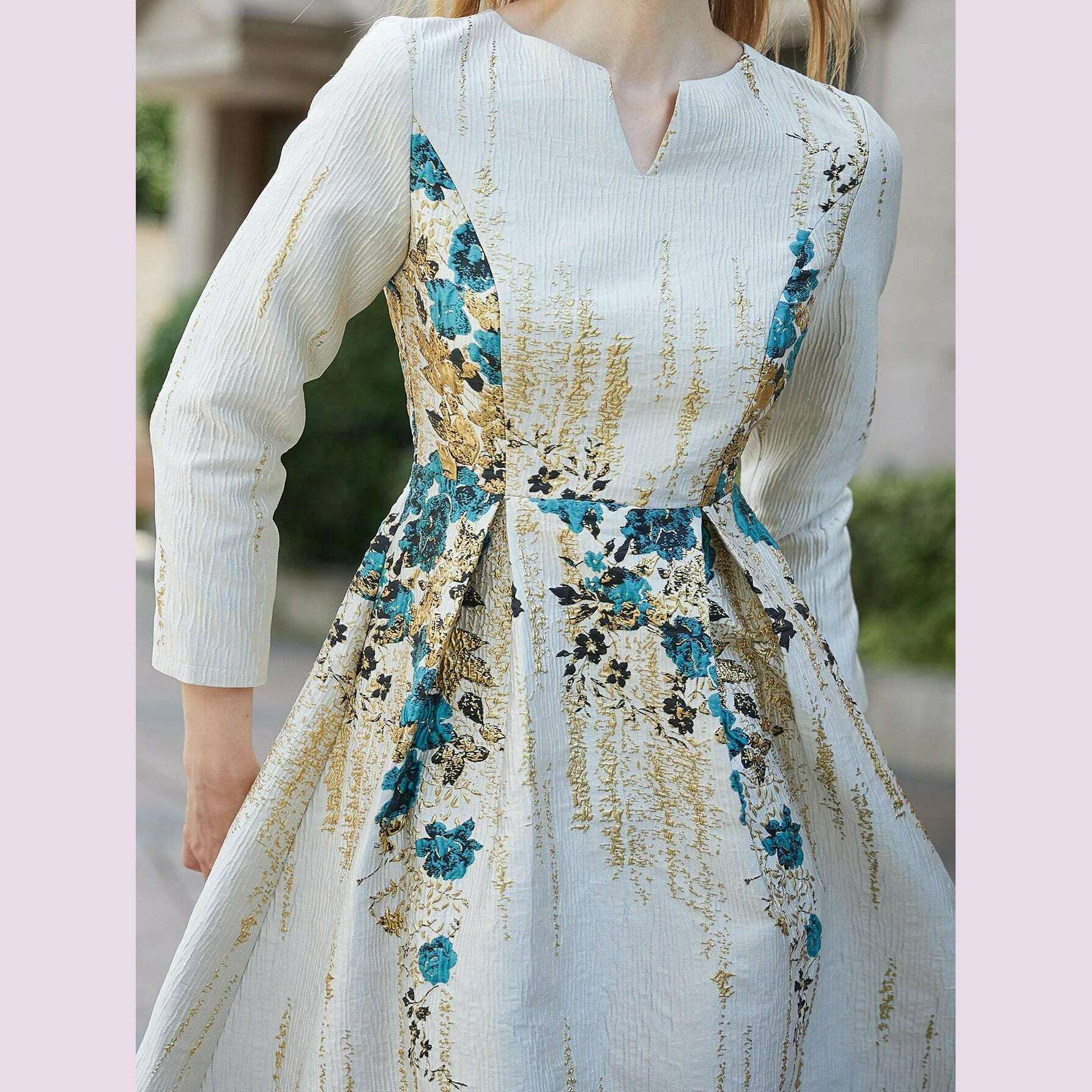 DEVCHATA Elegant Women Jacquard Dress New Arrival Floral Party Clothing Fashion Summer Evening Mid-Calf Ball Gown Vestido