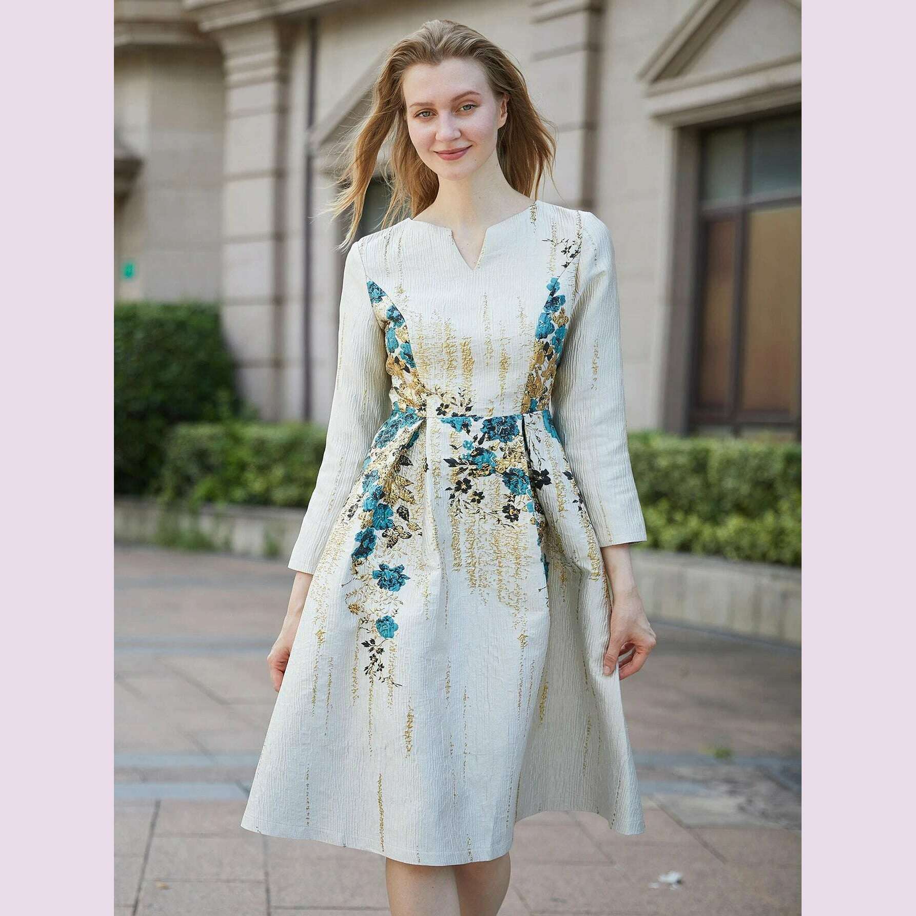 DEVCHATA Elegant Women Jacquard Dress New Arrival Floral Party Clothing Fashion Summer Evening Mid-Calf Ball Gown Vestido