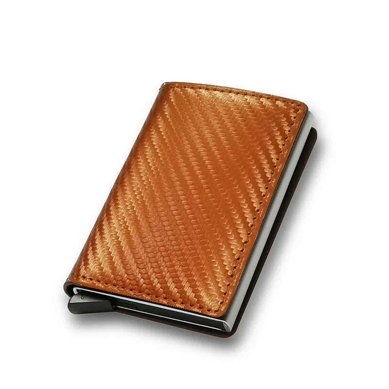 DIENQI Carbon Rfid Wallet Male Money Card Holder Pocket Mini Slim Wallet Women Men Smart Purses Automatic Pop Up Valet Walet